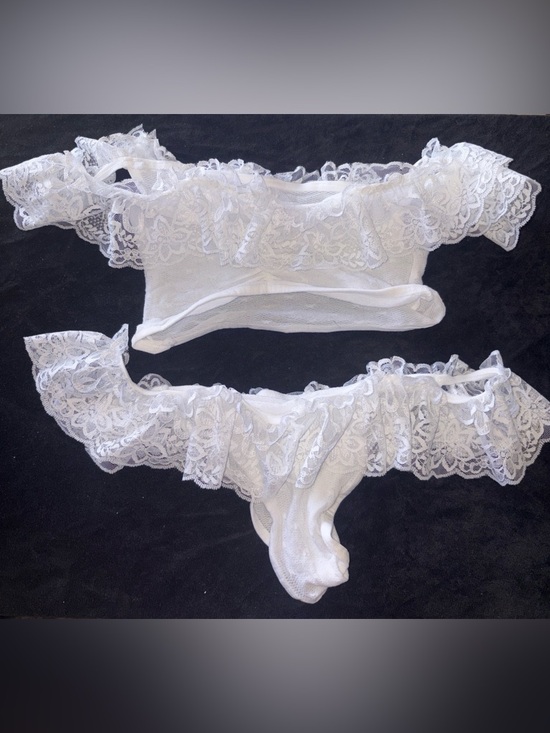 Other - White Lace Off-Shoulder Bralette and Bikini Set